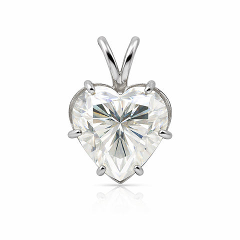 11 ct DEW White Heart Cut Moissanite Pendant Gold Vermeil