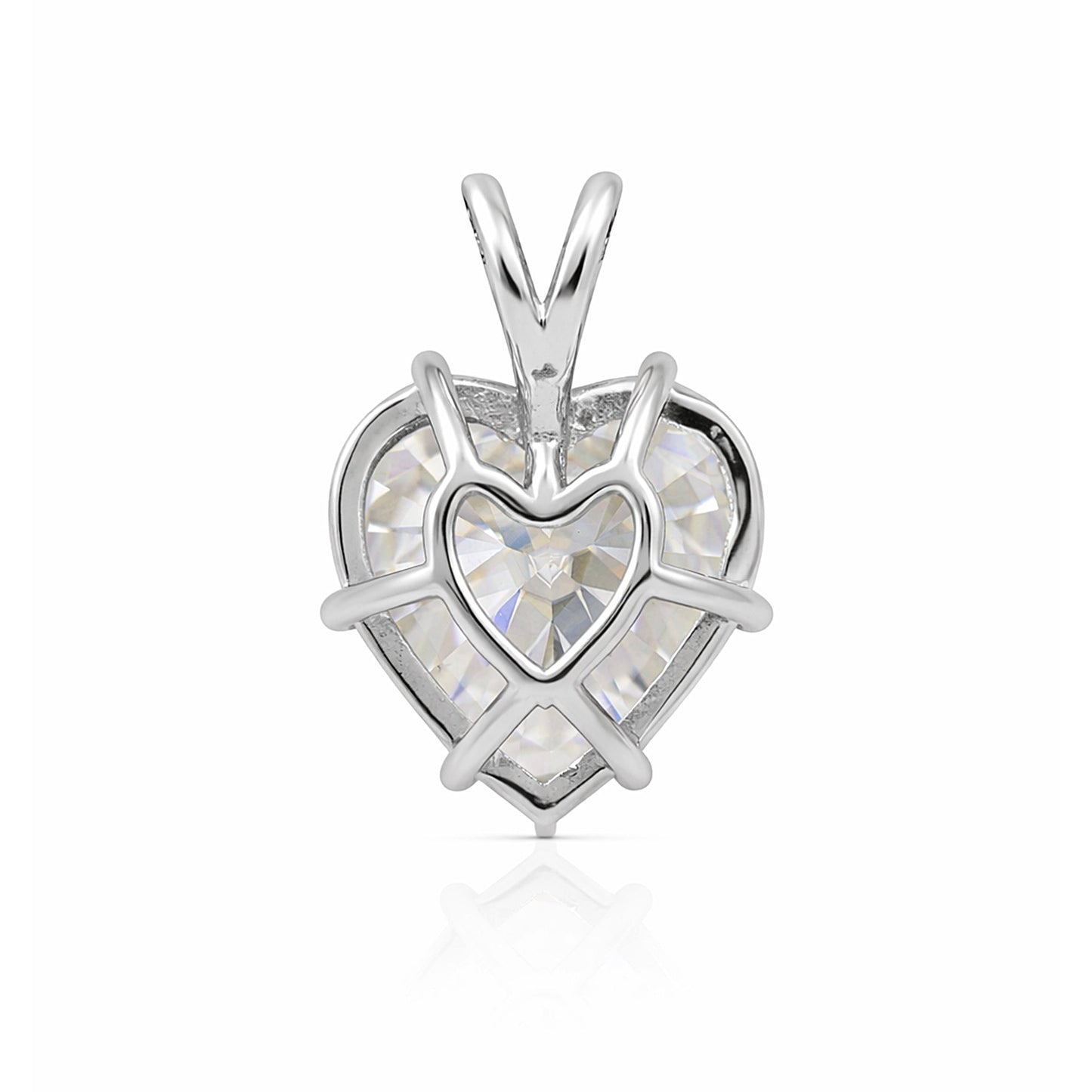 11 ct DEW White Heart Cut Moissanite Pendant Gold Vermeil