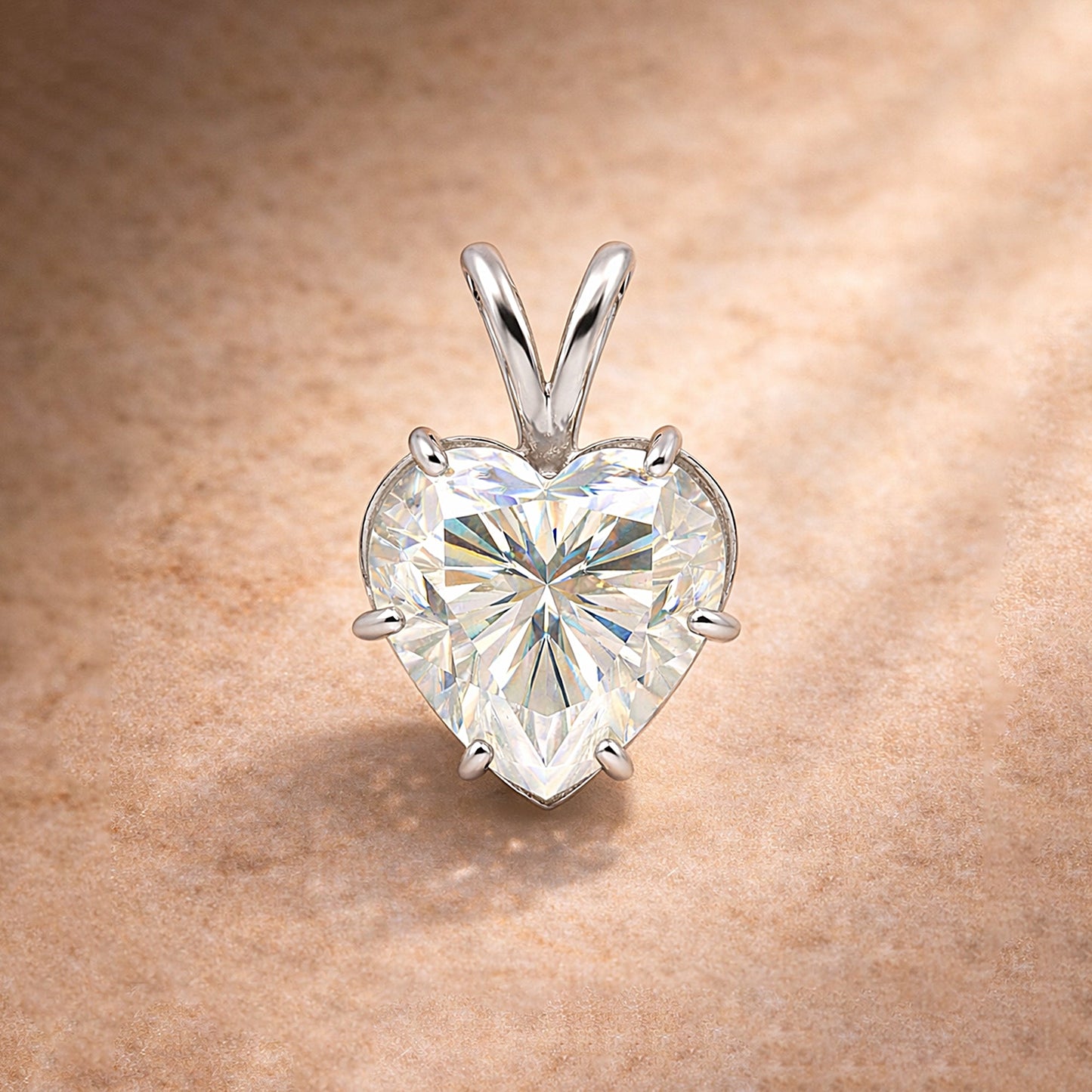11 ct DEW White Heart Cut Moissanite Pendant Gold Vermeil