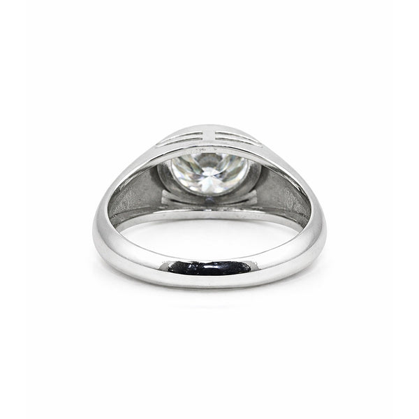 3.35 ct DEW Certified Round White Moissanite Solitaire Ring – Gift Idea 18K Gold Plated