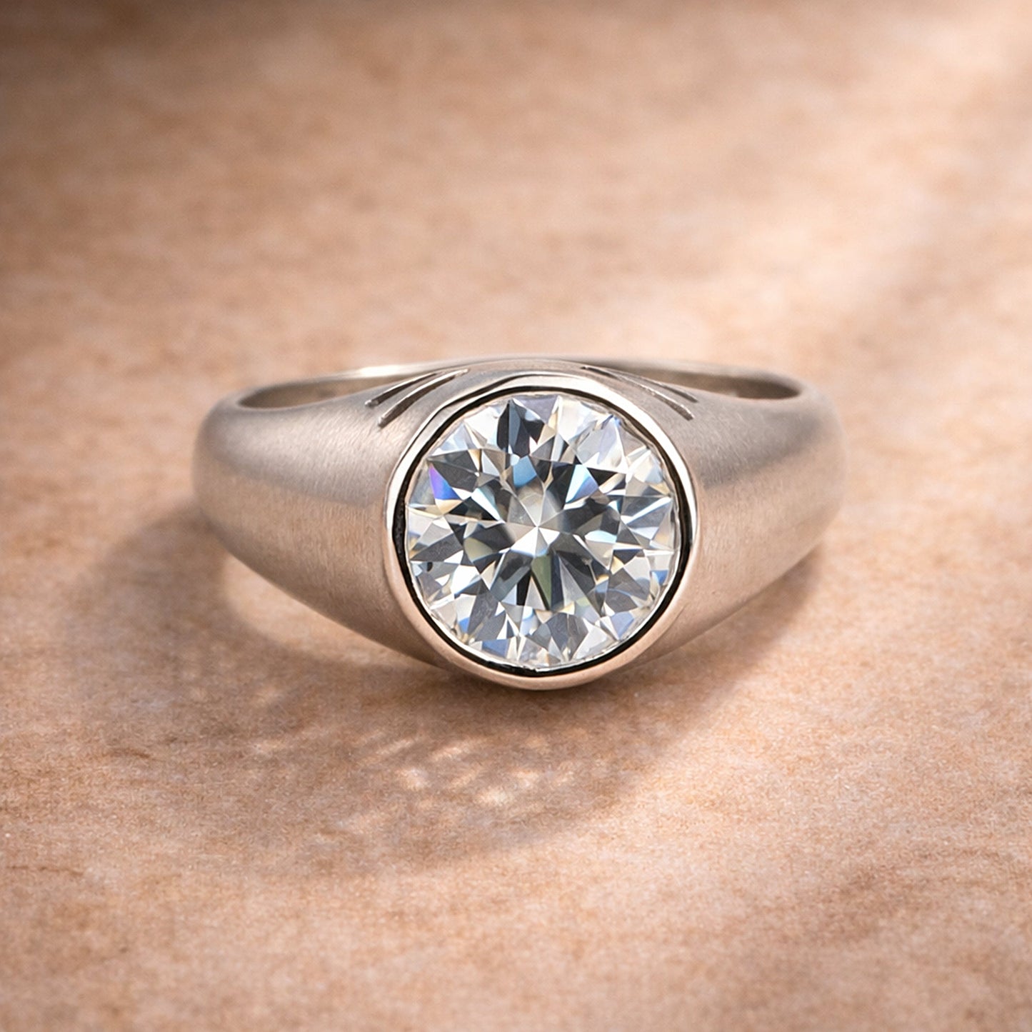 3.35 ct DEW Certified Round White Moissanite Solitaire Ring – Gift Idea 18K Gold Plated