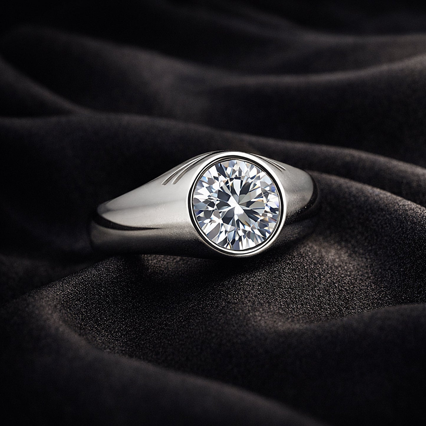 3.35 ct DEW Certified Round White Moissanite Solitaire Ring – Gift Idea 18K Gold Plated