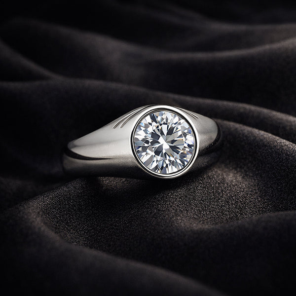 3.35 ct DEW Certified Round White Moissanite Solitaire Ring – Gift Idea 18K Gold Plated