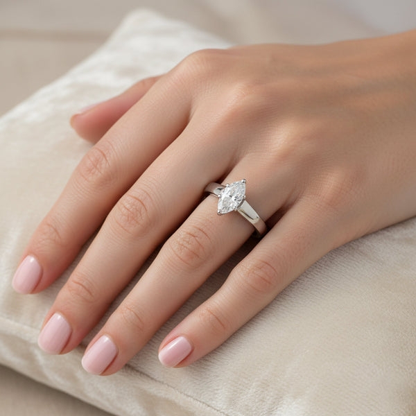 2.20 Ct Marquise Cut Lab Grown Diamond Ring — VS1 Clarity, 18k Gold Vermeil