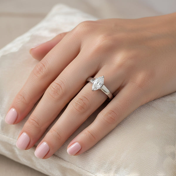 2.00 ct DEW Marquise Cut White Moissanite Solitaire Ring in – Gift Pick 18K Gold Plated