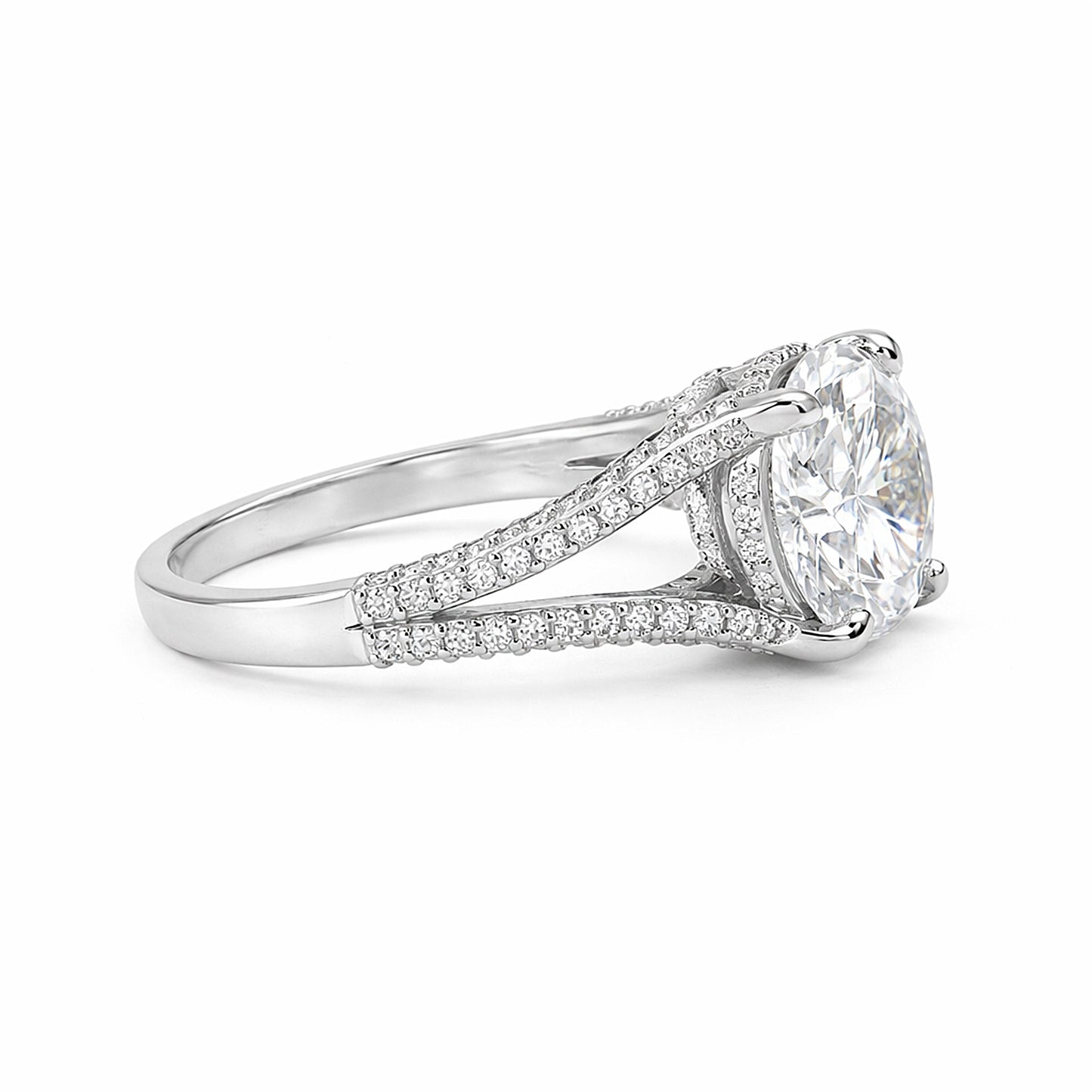 5.32 ct DEW Round Cut White Moissanite Solitaire Ring – Birthday Gift 18K Gold Plated V 18K Gold Plated