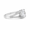 Detail of pavé split-shank band on lab diamond ring in 18k gold vermeil
