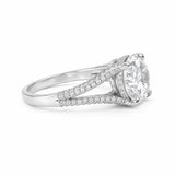 Detail of pavé split-shank band on lab diamond ring in 18k gold vermeil