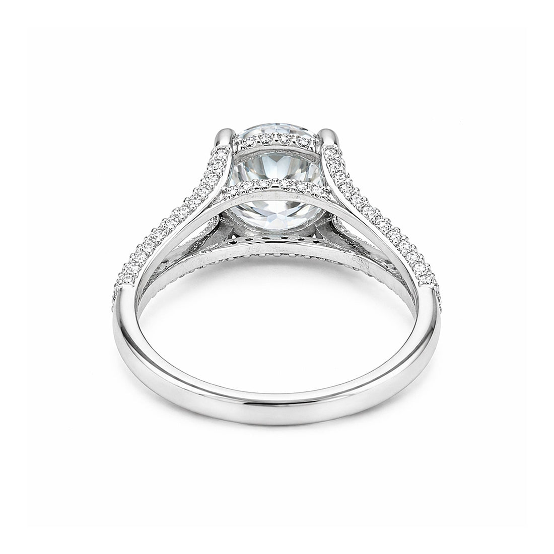 Underside of pavé ring showing 925 sterling silver hallmark and band detail