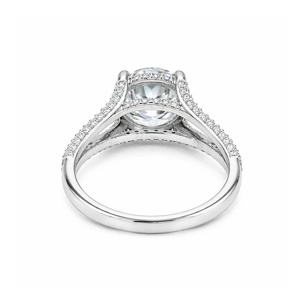 Underside of pavé ring showing 925 sterling silver hallmark and band detail