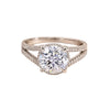 3.10 carat round cut lab-grown diamond ring with pavé band in 18k gold vermeil