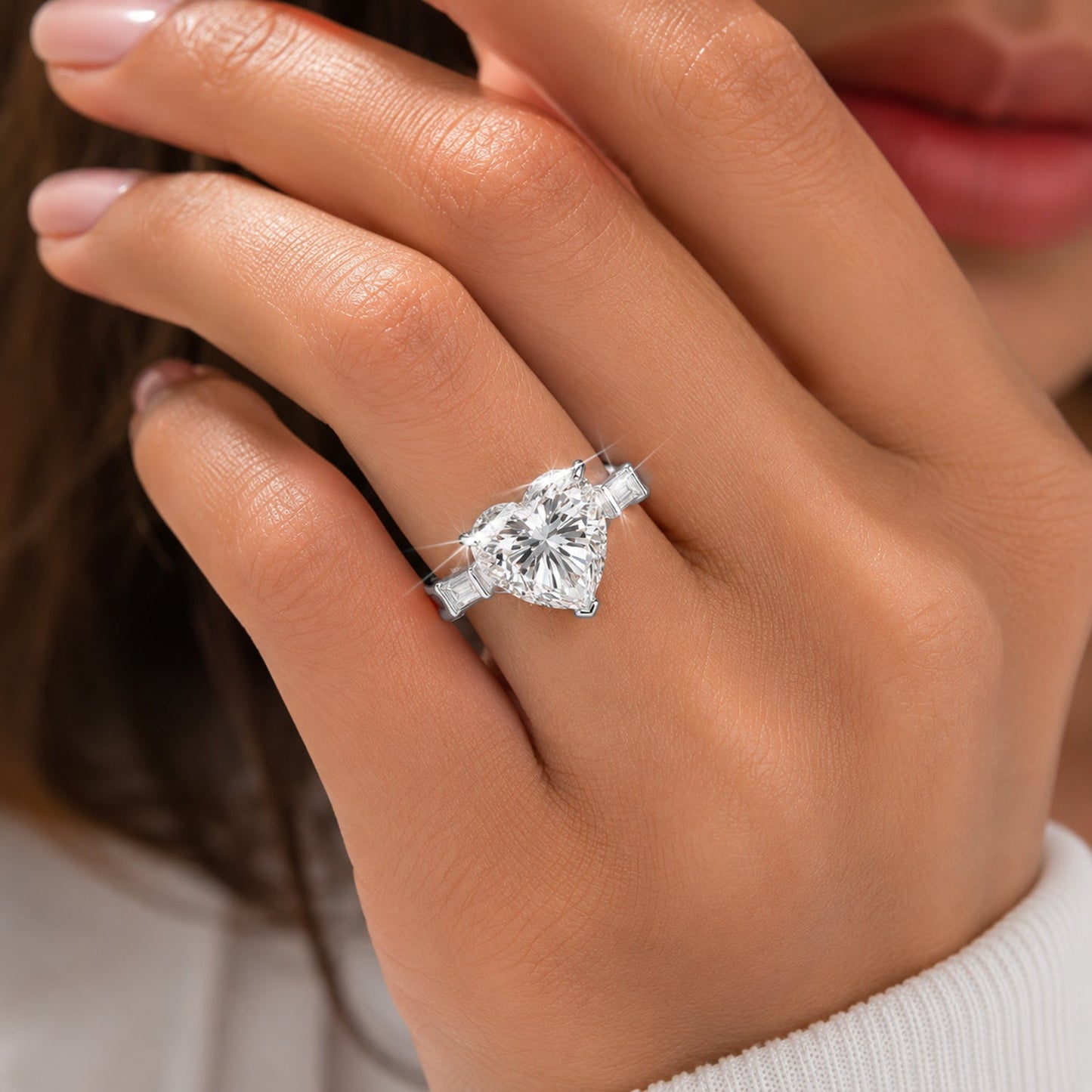 6.30 ct DEW Heart Cut White Moissanite Solitaire Ring – Festive Gift 18K Gold Plated Ve 18K Gold Plated