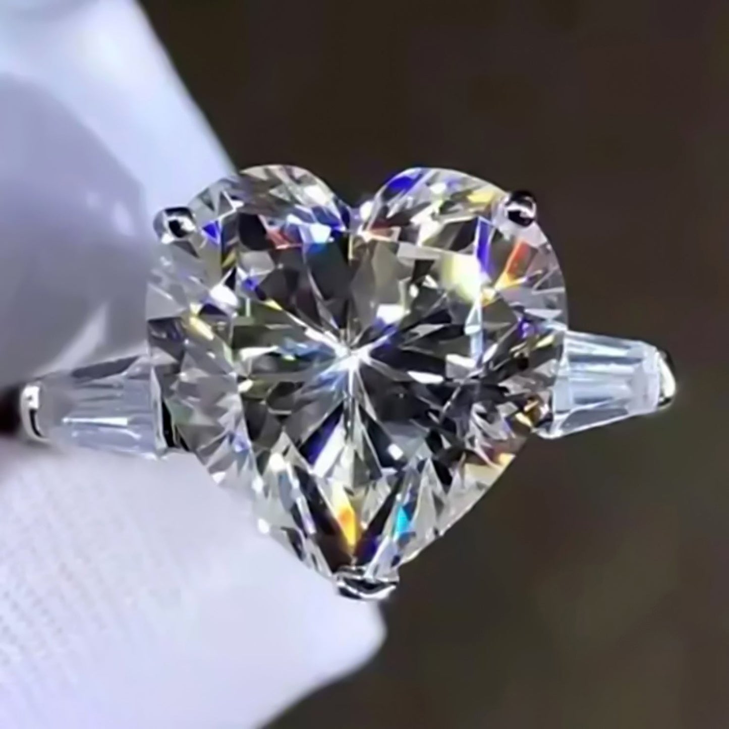 6.30 ct DEW Heart Cut White Moissanite Solitaire Ring – Festive Gift 18K Gold Plated Ve 18K Gold Plated