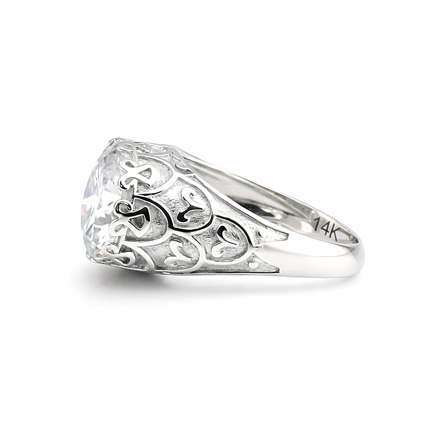 9.85ct DEW White Moissanite Round Solitaire Ring