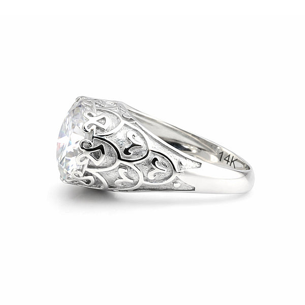 9.85ct DEW White Moissanite Round Solitaire Ring