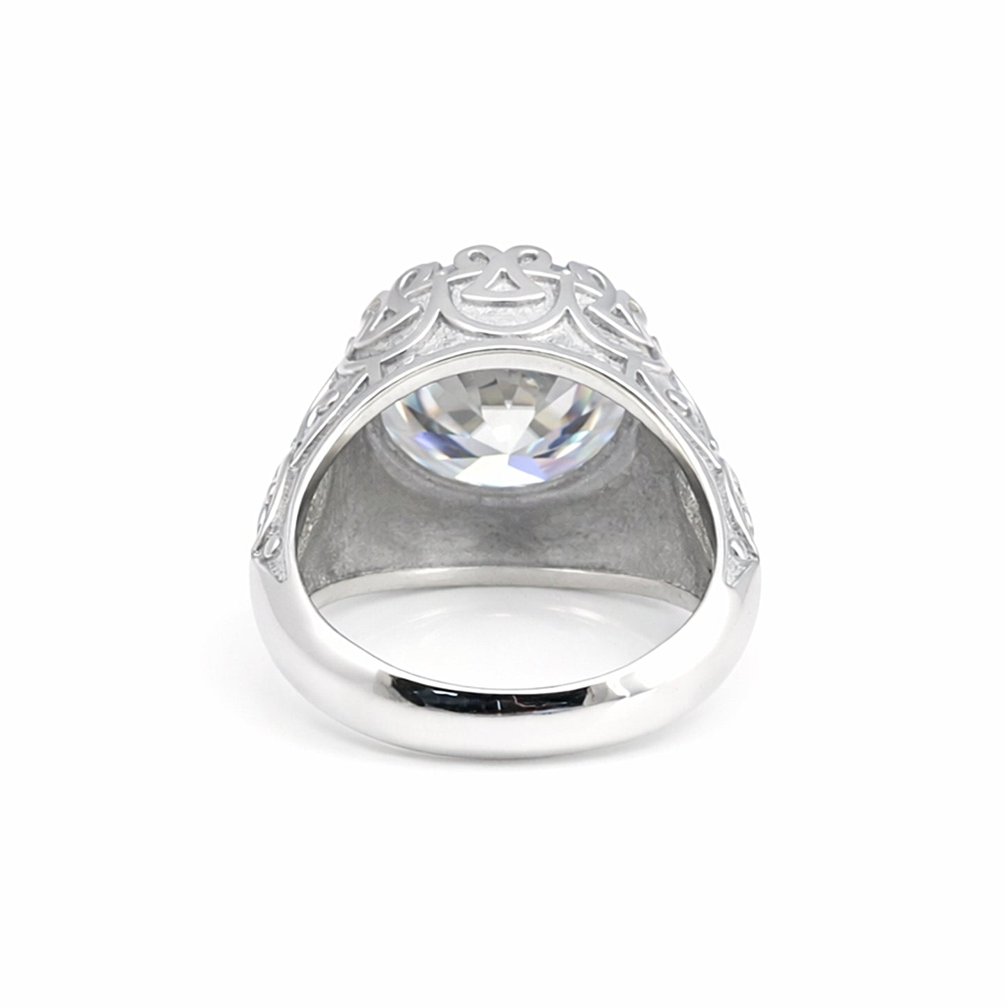 9.85ct DEW White Moissanite Round Solitaire Ring