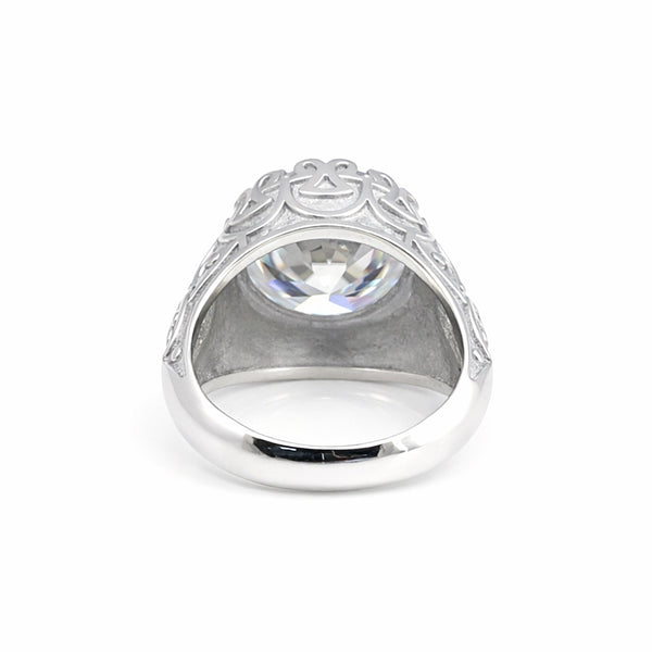 9.85ct DEW White Moissanite Round Solitaire Ring
