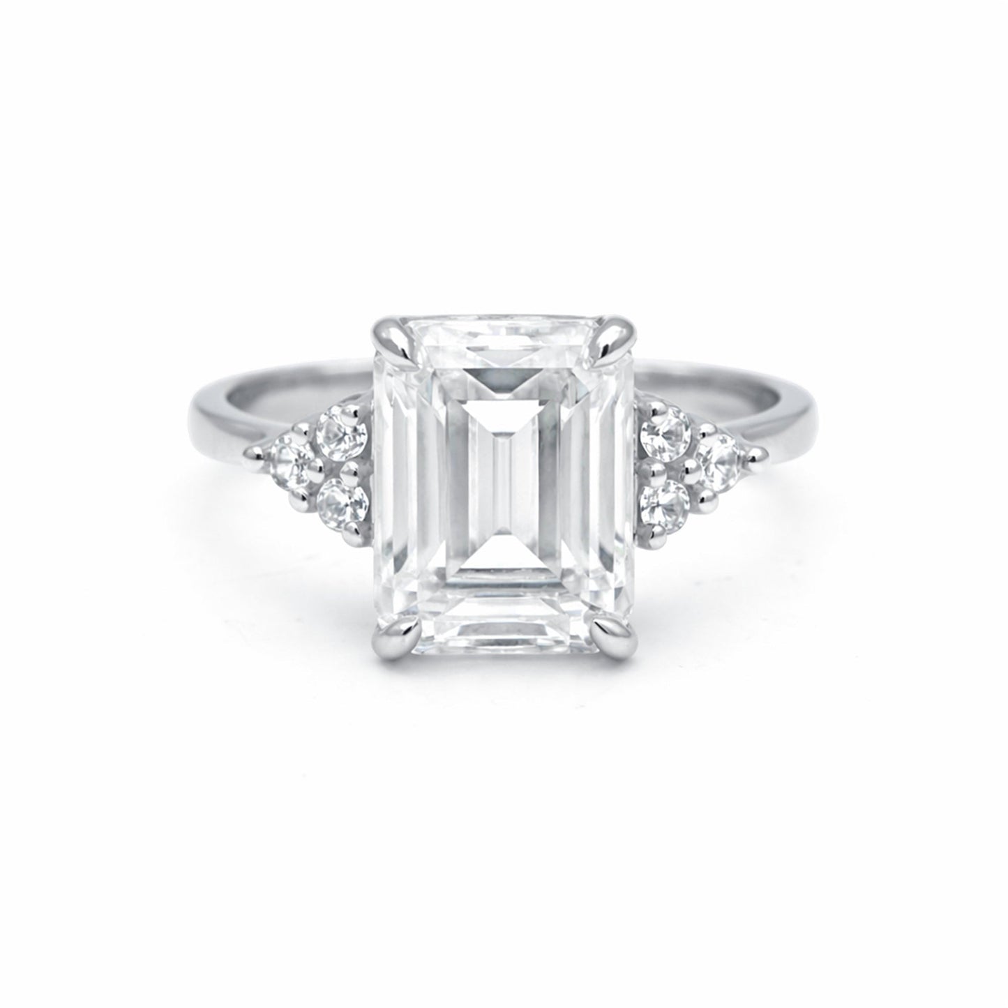 4.02 carat emerald-cut lab-grown diamond ring in 18k gold vermeil, VS1 clarity