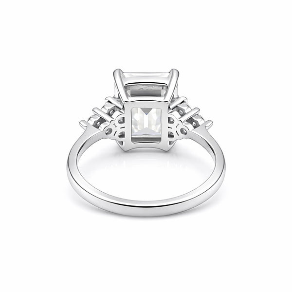 4.48 ct DEW Emerald Cut White Moissanite Solitaire Ring in – Gift Idea 18K Gold Plated 18K Gold Plated