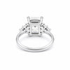 Detail of VS1 clarity emerald cut lab-grown diamond with stepped pavilion