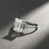 4.48 ct DEW Emerald Cut White Moissanite Solitaire Ring in – Gift Idea 18K Gold Plated 18K Gold Plated
