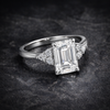 4.48 ct DEW Emerald Cut White Moissanite Solitaire Ring in – Gift Idea 18K Gold Plated 18K Gold Plated