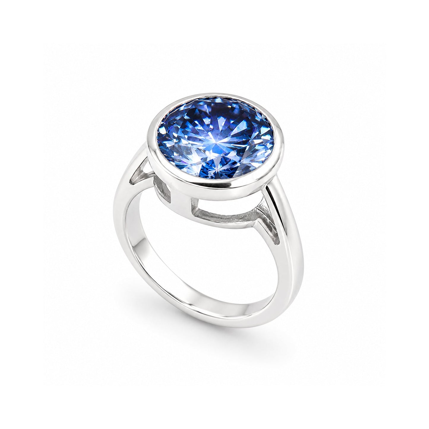 7.50 ct DEW Certified Blue Moissanite Solitaire Ring in – Gift for Sister 18K Gold Plat 18K Gold Plated