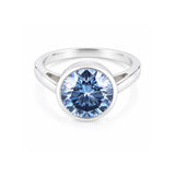 7.50 ct DEW Certified Blue Moissanite Solitaire Ring in – Gift for Sister 18K Gold Plated