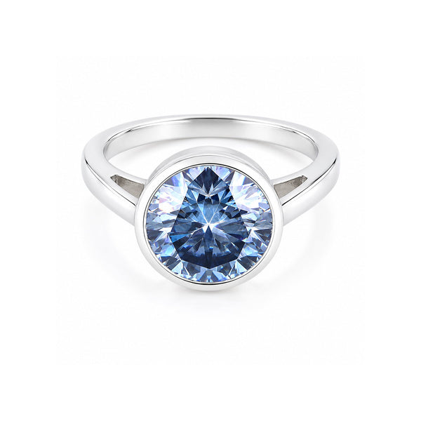 7.50 ct DEW Certified Blue Moissanite Solitaire Ring in – Gift for Sister 18K Gold Plat 18K Gold Plated
