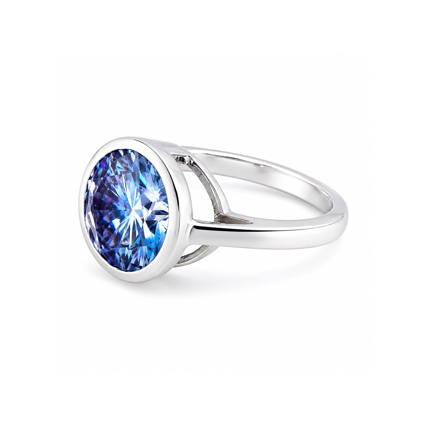 7.50 ct DEW Certified Blue Moissanite Solitaire Ring in – Gift for Sister 18K Gold Plat 18K Gold Plated