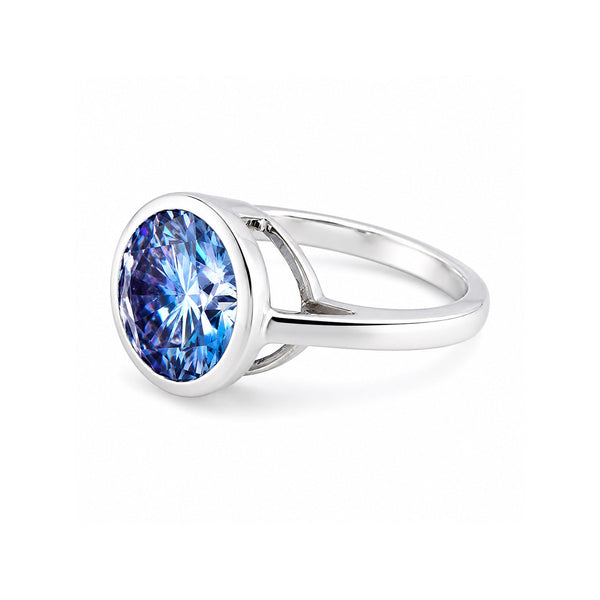 7.50 ct DEW Certified Blue Moissanite Solitaire Ring in – Gift for Sister 18K Gold Plat 18K Gold Plated