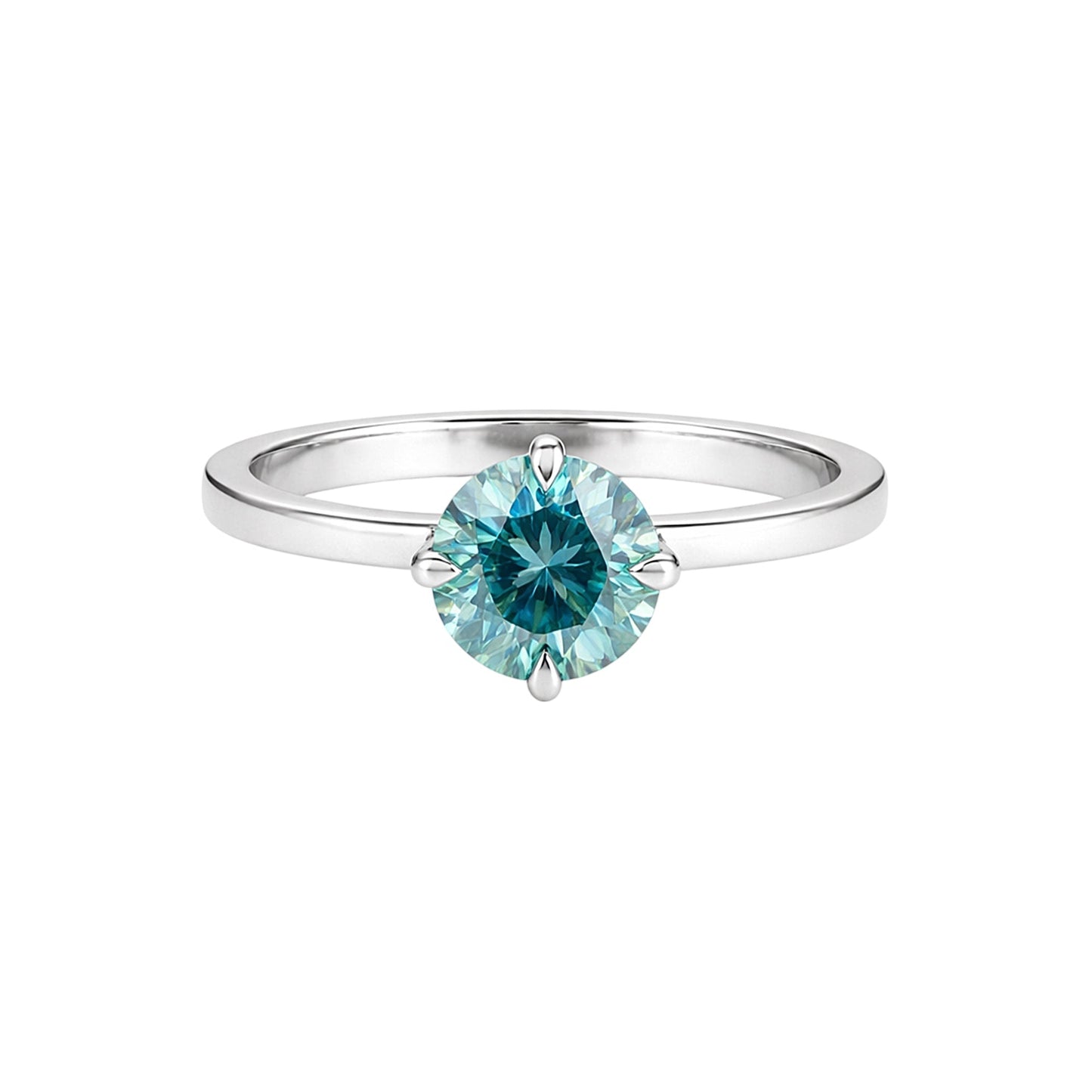 3 carat fancy blue round cut lab-grown diamond ring in 18k gold vermeil