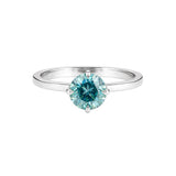 3 carat fancy blue round cut lab-grown diamond ring in 18k gold vermeil