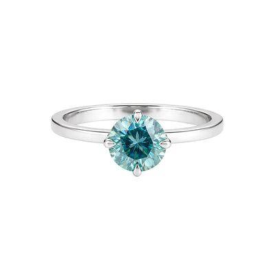3.00 Ct Round Cut Blue Lab Grown Diamond Ring — VS1 Clarity, 18k Gold Vermeil