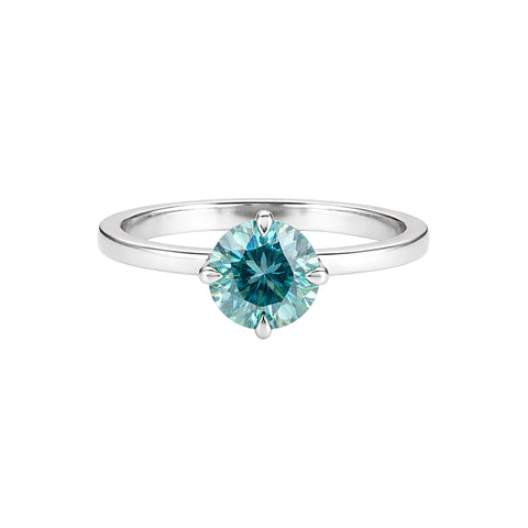3 carat fancy blue round cut lab-grown diamond ring in 18k gold vermeil