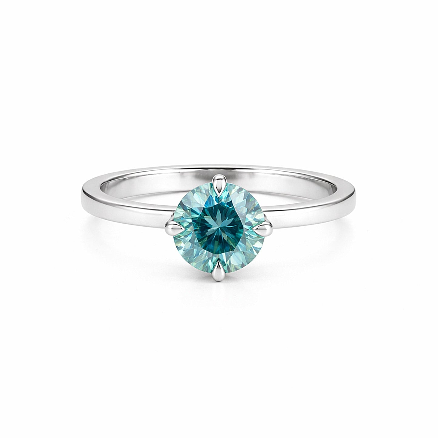 3.60ct DEW Blue Moissanite Round Solitaire Ring | 18K Gold Vermeil | GRA Certified