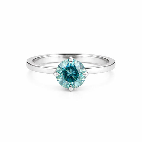 3.60ct DEW Blue Moissanite Round Solitaire Ring | 18K Gold Vermeil | GRA Certified