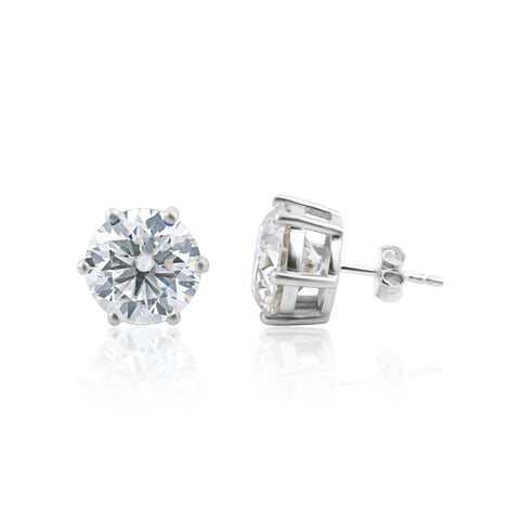 7.30 ct DEW Round White Moissanite Stud Earrings Gold Vermeil – Holiday Gift Idea