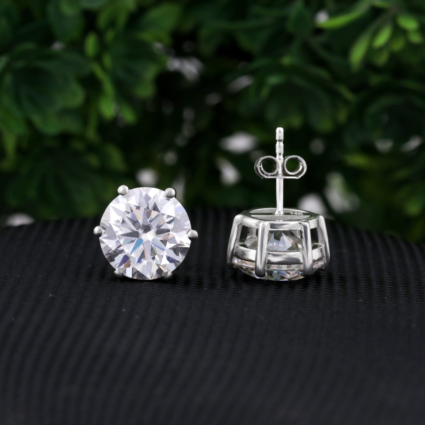 7.30 ct DEW Round White Moissanite Stud Earrings Gold Vermeil – Holiday Gift Idea