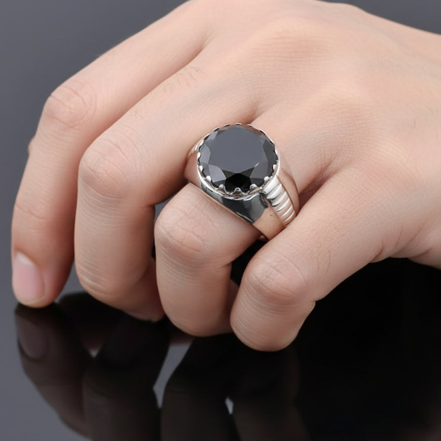 5.2ct DEW Black Moissanite Round Solitaire Ring