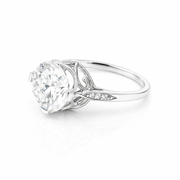 6.7ct DEW White Moissanite Round Solitaire Ring