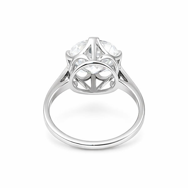 6.7ct DEW White Moissanite Round Solitaire Ring