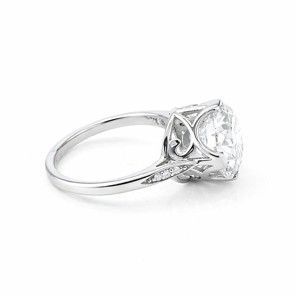 6.7ct DEW White Moissanite Round Solitaire Ring