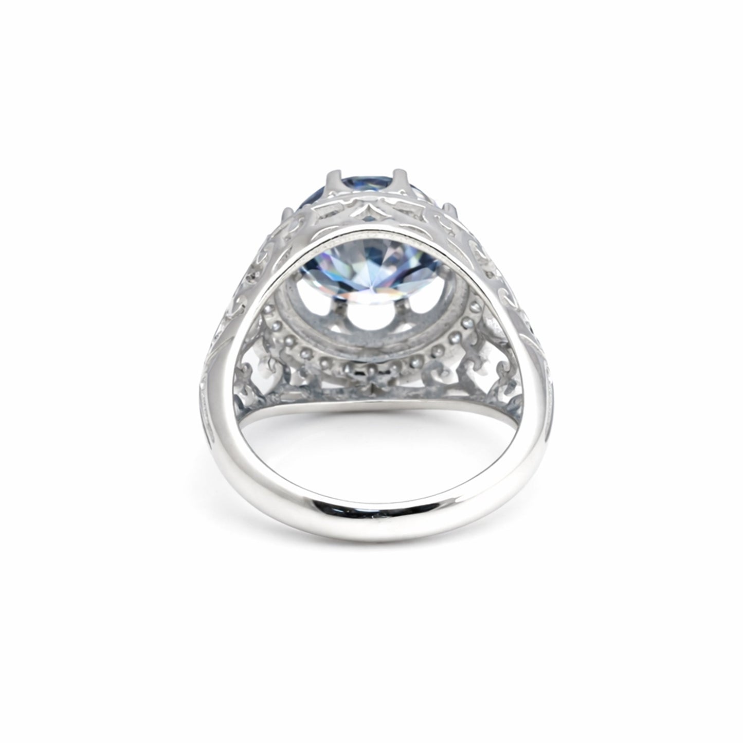 6.00 ct DEW Certified Blue Moissanite Ring – Wedding Gift in 18K Gold Plated
