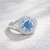 6.00 ct DEW Certified Blue Moissanite Ring – Wedding Gift in 18K Gold Plated