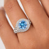 6.00 ct DEW Certified Blue Moissanite Ring – Wedding Gift in 18K Gold Plated