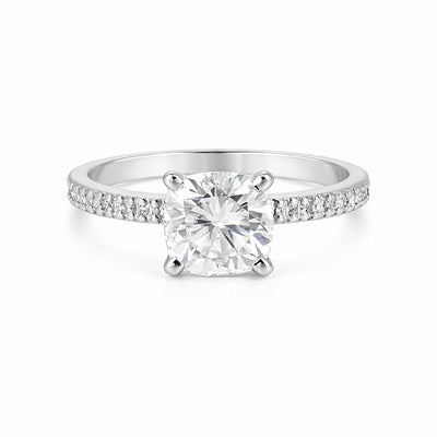 2.60 ct DEW Certified Cushion Cut White Moissanite Ring For Wedding 18K Gold Plated Ver 18K Gold Plated