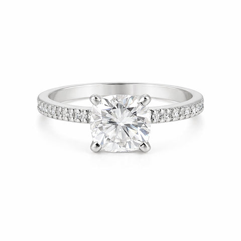 2.60 ct DEW Certified Cushion Cut White Moissanite Ring For Wedding 18K Gold Plated Ver 18K Gold Plated