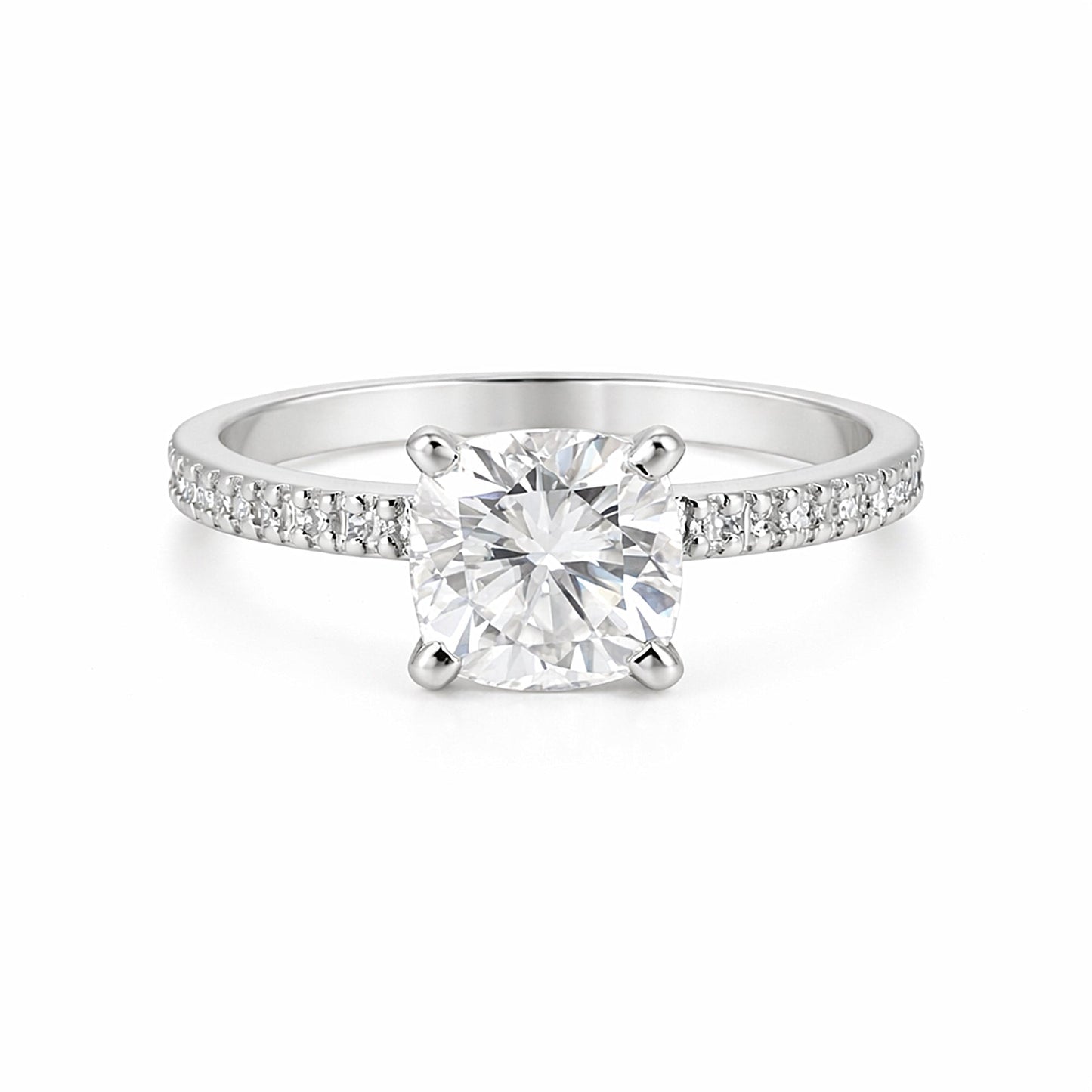 3.20 carat cushion cut lab-grown diamond ring in 18k gold vermeil setting