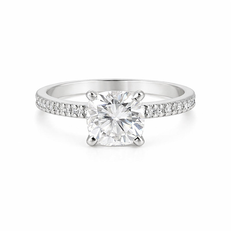 3.20 carat cushion cut lab-grown diamond ring in 18k gold vermeil setting